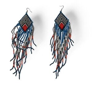 Beaded Fringe Statement Earrings